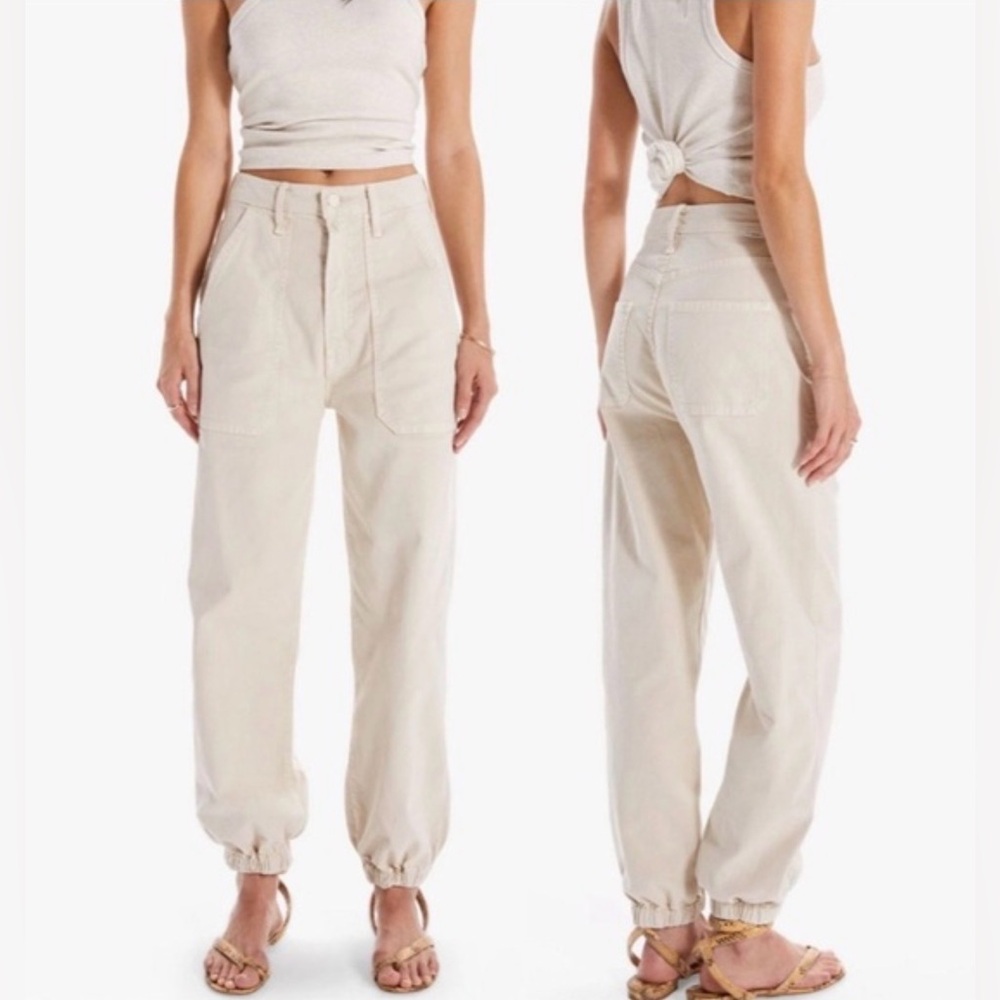 MOTHER Denim The Wrapper Patch Springy Ankle Jeans in Cream Puffs - Sz 28 - Picture 5 of 13
